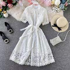 Silotha Vintage Luxury Dress - styled flat-lay shot, white - Miss Mosa By Akanksha