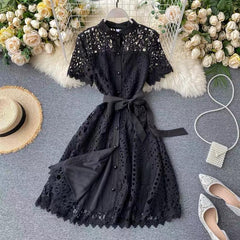Silotha Vintage Luxury Dress - styled flat-lay shot, black - Miss Mosa By Akanksha