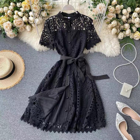 Silotha Vintage Luxury Dress - styled flat-lay shot, black - Miss Mosa By Akanksha