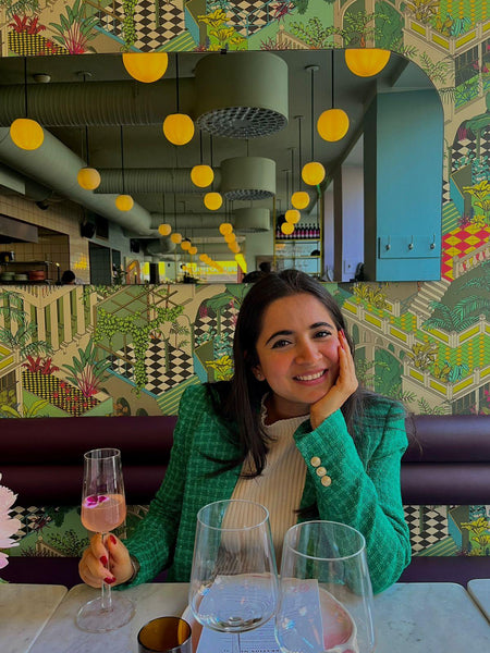 Simon Statement Blazers - lifestyle shot on model, green - Miss Mosa By Akanksha