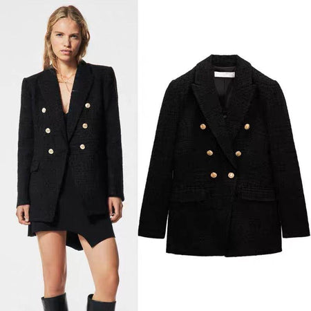 Simon Statement Blazers - flat-lay product shot, black - Miss Mosa By Akanksha