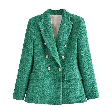 Simon Statement Blazers - front shot on hanger, green - Miss Mosa By Akanksha