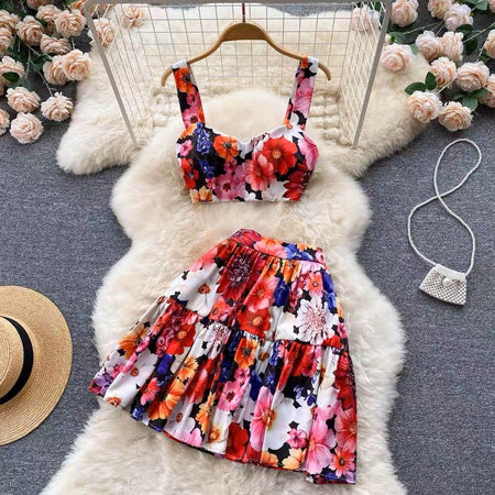 Sivana Floral Coord Set In Multicolour - styled flat-lay shot, multicolour - Miss Mosa By Akanksha