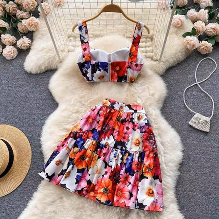 Sivana Floral Coord Set In Multicolour - styled flat-lay shot, multicolour - Miss Mosa By Akanksha