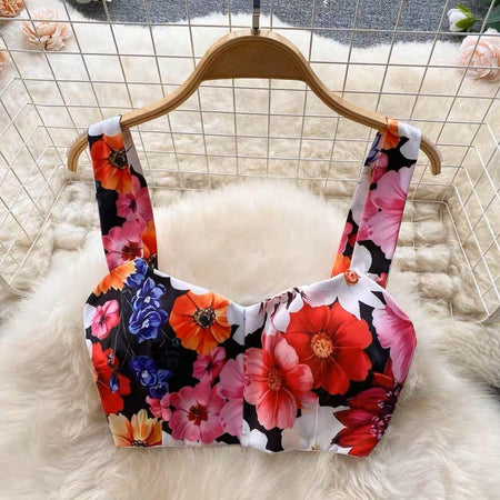 Sivana Floral Coord Set In Multicolour - front shot on hanger, multicolour - Miss Mosa By Akanksha