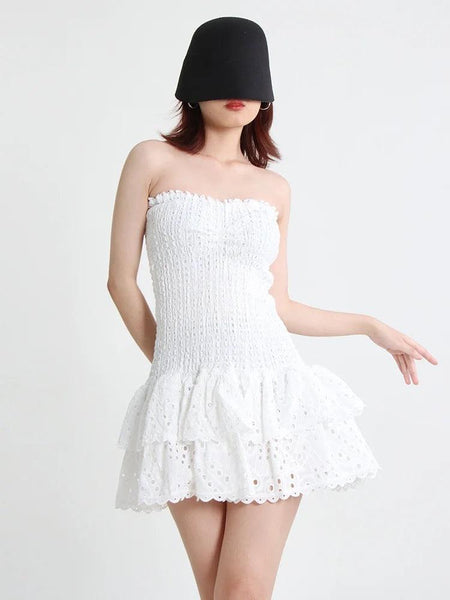 Sorrento Luxe Summer Dress in White - front shot on model, white - Miss Mosa By Akanksha