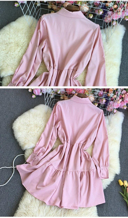 Stancy Statement Dress - back shot on hanger, pink - Miss Mosa By Akanksha