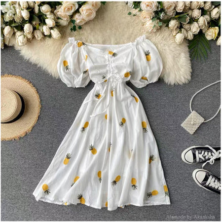 Staple Midi Dress - styled flat-lay shot, white - Miss Mosa By Akanksha