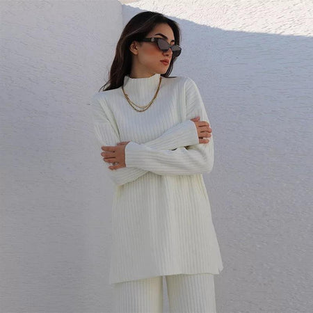 Stella Luxury Winter Tracksets - front shot on model, cream - Miss Mosa By Akanksha