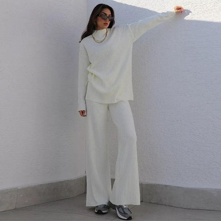 Stella Luxury Winter Tracksets - full-length shot on model, cream - Miss Mosa By Akanksha
