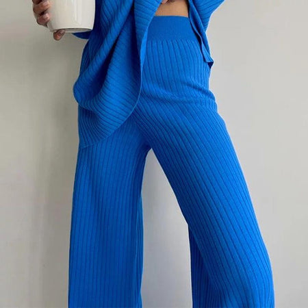 Stella Luxury Winter Tracksets - close-up of trousers on model, blue - Miss Mosa By Akanksha
