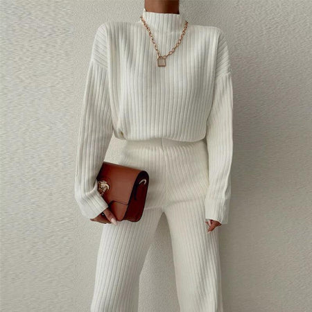 Stella Luxury Winter Tracksets - front shot on model, cream - Miss Mosa By Akanksha