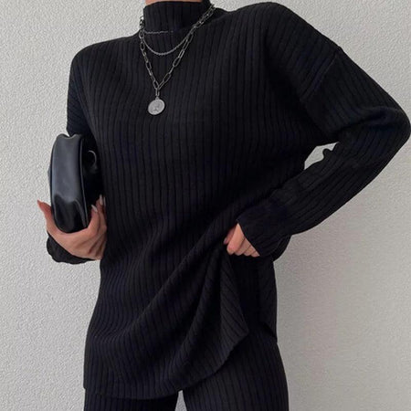 Stella Luxury Winter Tracksets - front shot on model, black - Miss Mosa By Akanksha