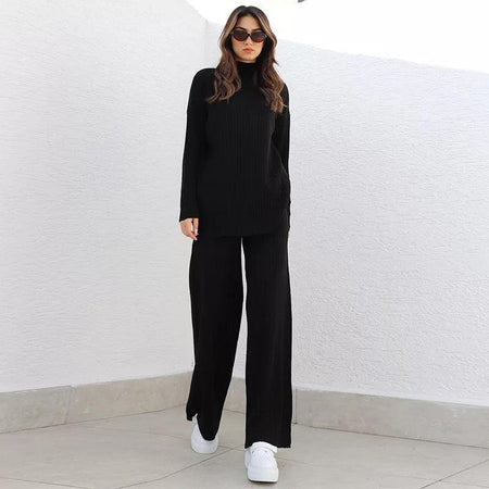 Stella Luxury Winter Tracksets - full-length shot on model, black - Miss Mosa By Akanksha