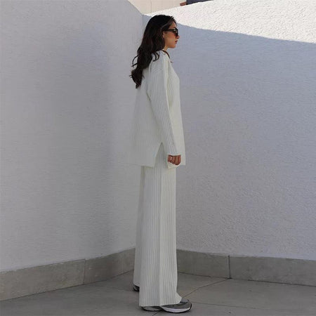 Stella Luxury Winter Tracksets - side shot on model, cream - Miss Mosa By Akanksha