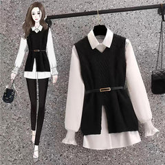 Stella Two Piece Knit Set - styled flat-lay shot, black - Miss Mosa By Akanksha