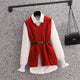 Stella Two Piece Knit Set - front shot on hanger, red - Miss Mosa By Akanksha
