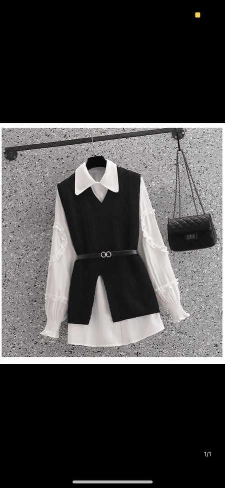 Stella Two Piece Knit Set - front shot on hanger, black - Miss Mosa By Akanksha