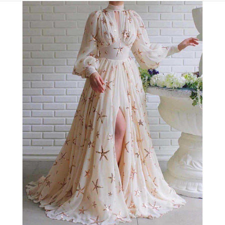 Suhela Maxi Dress In Offwhite - full-length shot on model, cream - Miss Mosa By Akanksha