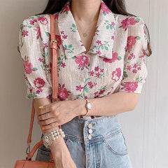 Susan Floral Blouse - front shot on model, multicolour - Miss Mosa By Akanksha