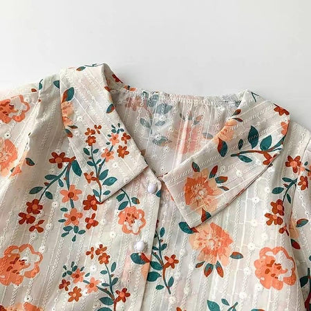 Susan Floral Blouse - close-up of collar, multicolour - Miss Mosa By Akanksha
