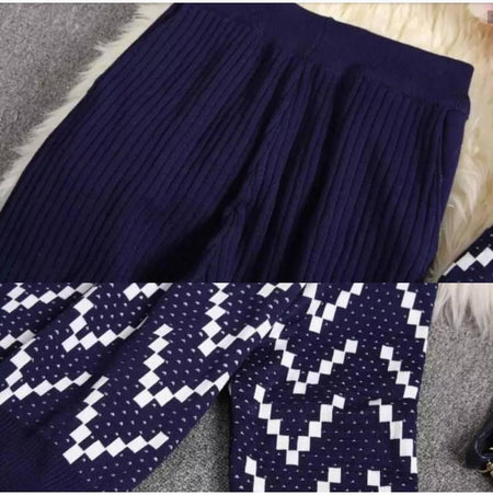 Symphony Coord Sets - close-up of ribbed knit, navy - Miss Mosa By Akanksha