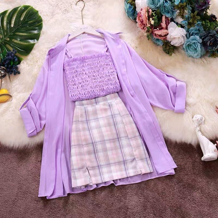 Taurel 3 Piece Set - styled flat-lay shot, purple - Miss Mosa By Akanksha