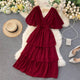 Taurel Flutter Sleeve Dress - front shot on hanger, red - Miss Mosa By Akanksha