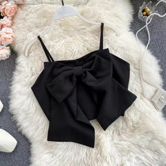 Taylor Bow Knotted Blouse - front shot on hanger, black - Miss Mosa By Akanksha