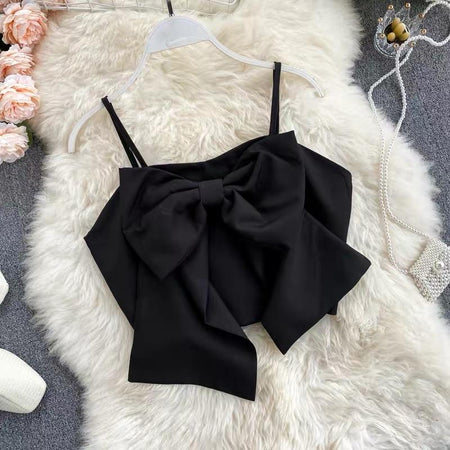 Taylor Bow Knotted Blouse - front shot on hanger, black - Miss Mosa By Akanksha