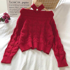 Tebby Choker Sweaters - flat-lay product shot, red - Miss Mosa By Akanksha