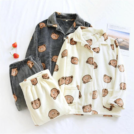Teddy Fleece Nightsuits - styled flat-lay shot, multicolour - Miss Mosa By Akanksha
