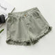 Telly Denim Shorts - flat-lay product shot, green - Miss Mosa By Akanksha