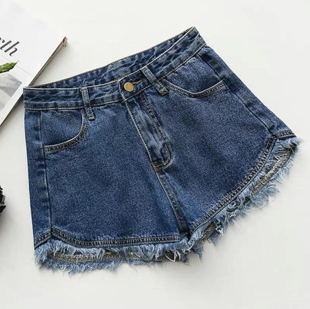 Telly Denim Shorts - flat-lay product shot, blue - Miss Mosa By Akanksha