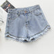Telly Denim Shorts - flat-lay product shot, light blue - Miss Mosa By Akanksha
