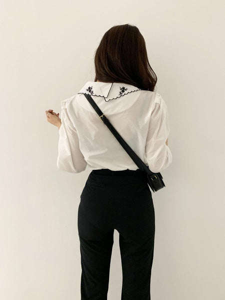 Tempa Vintage Blouse - back shot on model, white - Miss Mosa By Akanksha