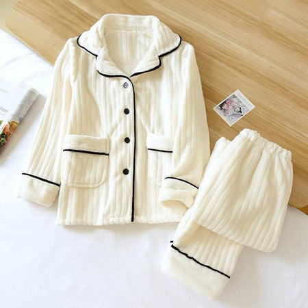 Tesla Fleece Nightsuits - styled flat-lay shot, cream - Miss Mosa By Akanksha