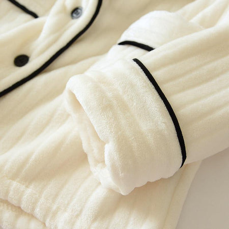 Tesla Fleece Nightsuits - close-up of cuff, cream - Miss Mosa By Akanksha