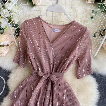 Tiered Party Dress - close-up of bodice, pink - Miss Mosa By Akanksha