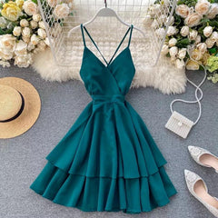 Tilly Layered Dress - front shot on hanger, teal - Miss Mosa By Akanksha