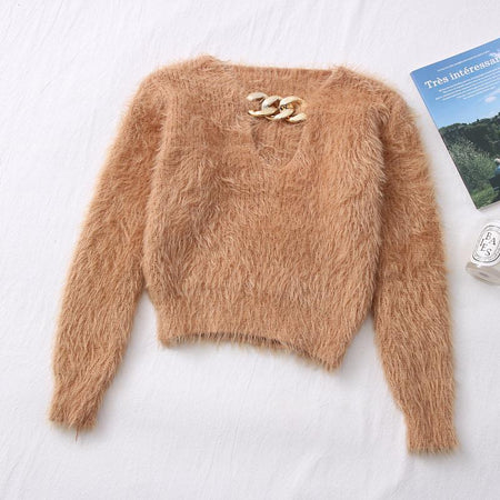 Trexy Cropped Jumpers - flat-lay product shot, brown - Miss Mosa By Akanksha