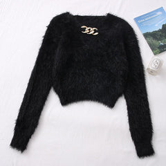Trexy Cropped Jumpers - flat-lay product shot, black - Miss Mosa By Akanksha