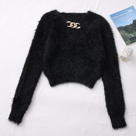 Trexy Cropped Jumpers - flat-lay product shot, black - Miss Mosa By Akanksha