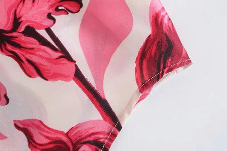 Tropical Statement Shirts - close-up of hem, pink - Miss Mosa By Akanksha