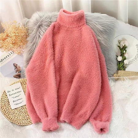 Turtleneck Mohair Jumper - styled flat-lay shot, pink - Miss Mosa By Akanksha