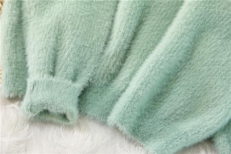 Turtleneck Mohair Jumper - close-up of cuff, green - Miss Mosa By Akanksha