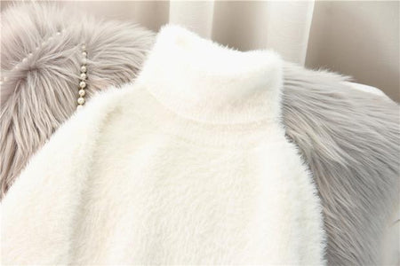 Turtleneck Mohair Jumper - close-up of turtleneck, white - Miss Mosa By Akanksha