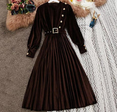 Velour Miranda Dress - styled flat-lay shot, brown - Miss Mosa By Akanksha