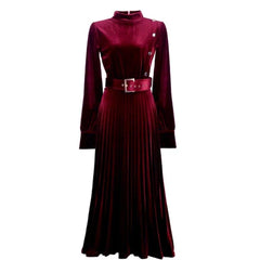 Velour Miranda Dress - flat-lay product shot, wine - Miss Mosa By Akanksha