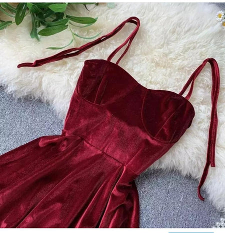 Velour Skater Dresses - close-up of bodice, wine - Miss Mosa By Akanksha